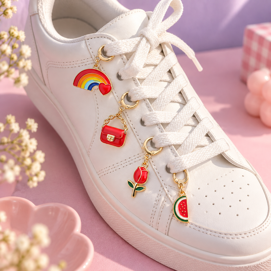 It Girl – Rainbow, Rose & Watermelon Shoe Charm Set of 4