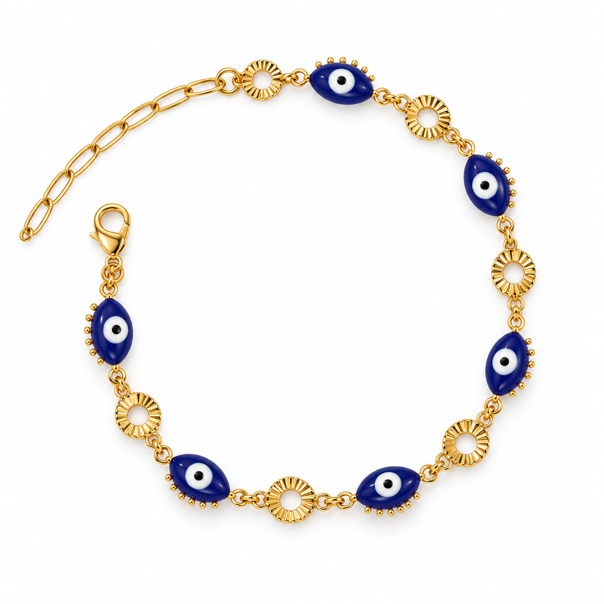 Side Eye – Navy Evil Eye Gold Bracelet