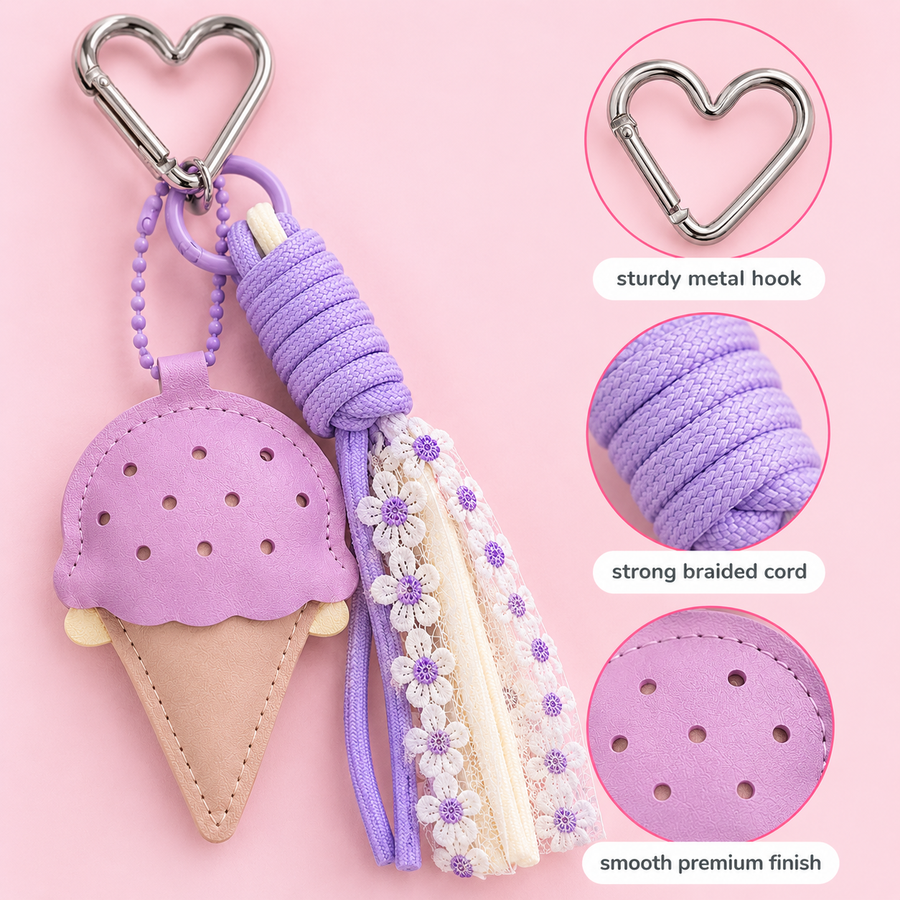 Detachable kawaii ice cream charm for handbags and keys – photo 4