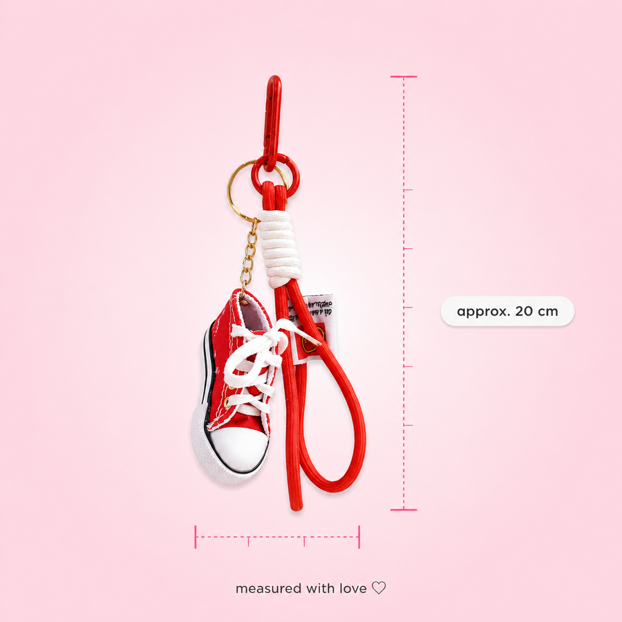 Red Sneaker Keychain Charm – Mini Shoe Bag Charm for Sneaker Lovers