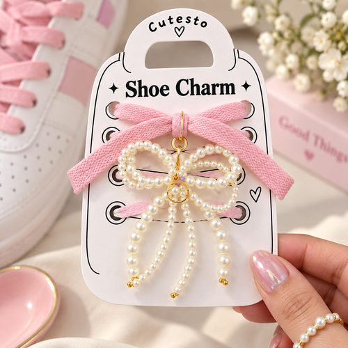 Coquette Core – Pearl Bow Shoe Charm