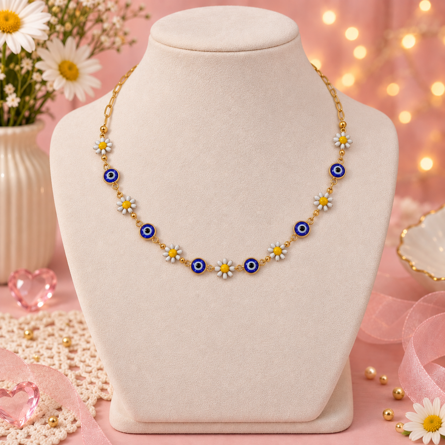 Daisy Nazar – Daisy & Evil Eye Charm Necklace