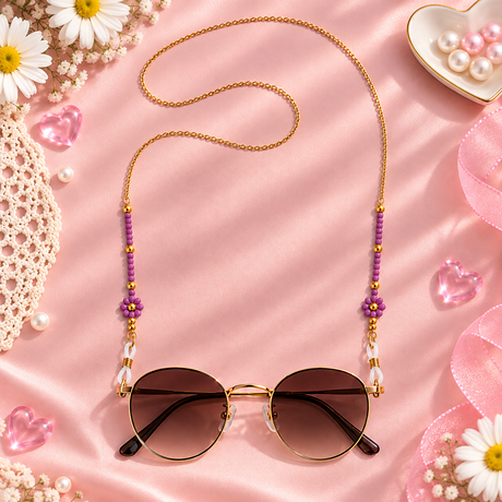 Daisy Era – Purple Beaded Daisy Sunglass Chain