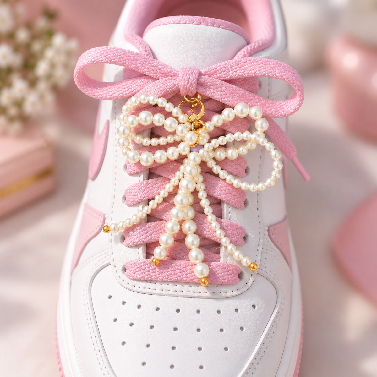Coquette Core – Pearl Bow Shoe Charm