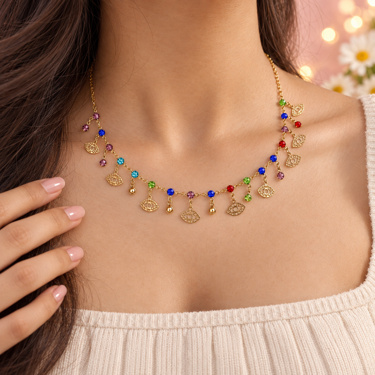 Nazar Squad – Multicolour Evil Eye Charm Necklace