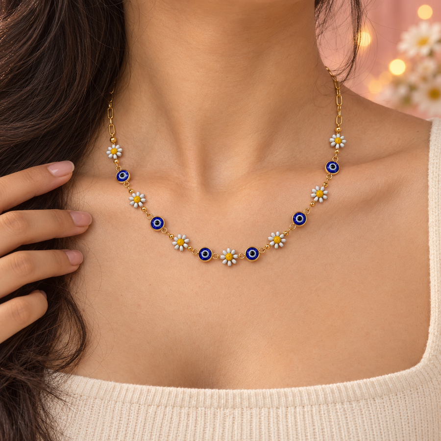 Daisy Nazar – Daisy & Evil Eye Charm Necklace