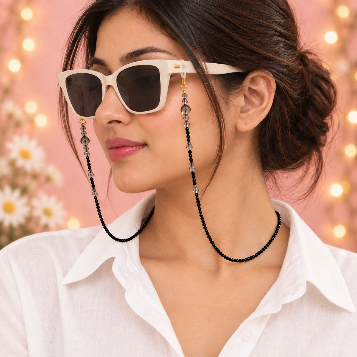 Dark Mode – Black Beaded Sunglass Chain