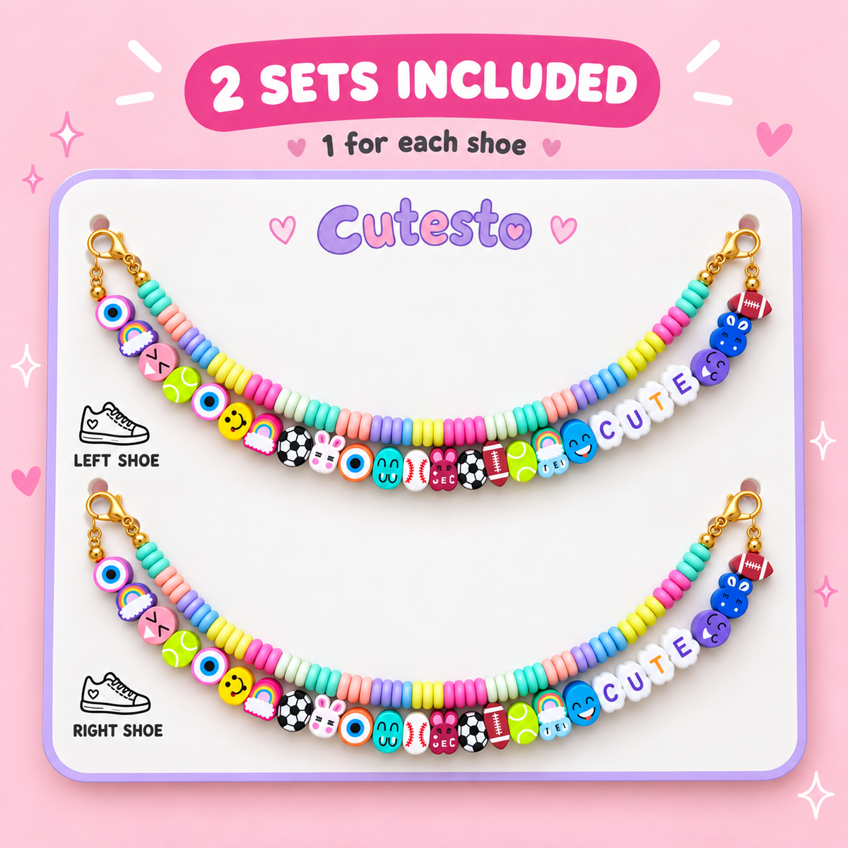 Certified Cute – Rainbow Beaded Shoe Chain Charm