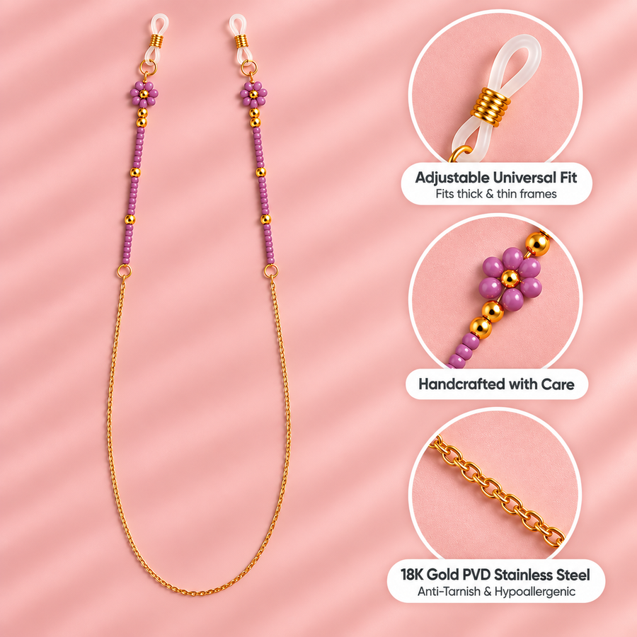 Daisy Era – Purple Beaded Daisy Sunglass Chain