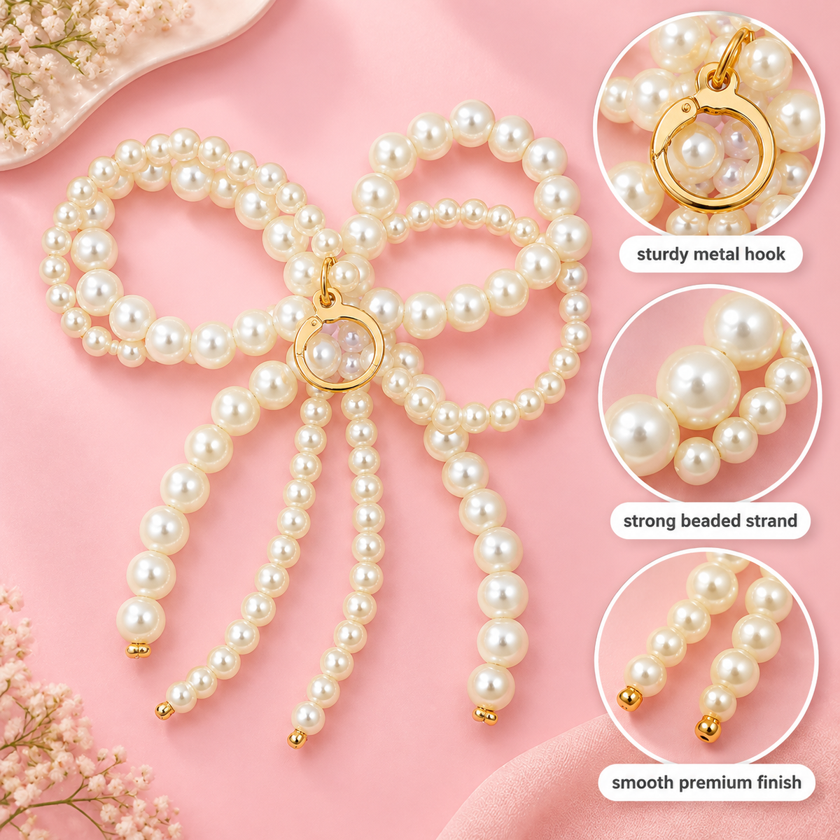 Coquette Core – Pearl Bow Shoe Charm