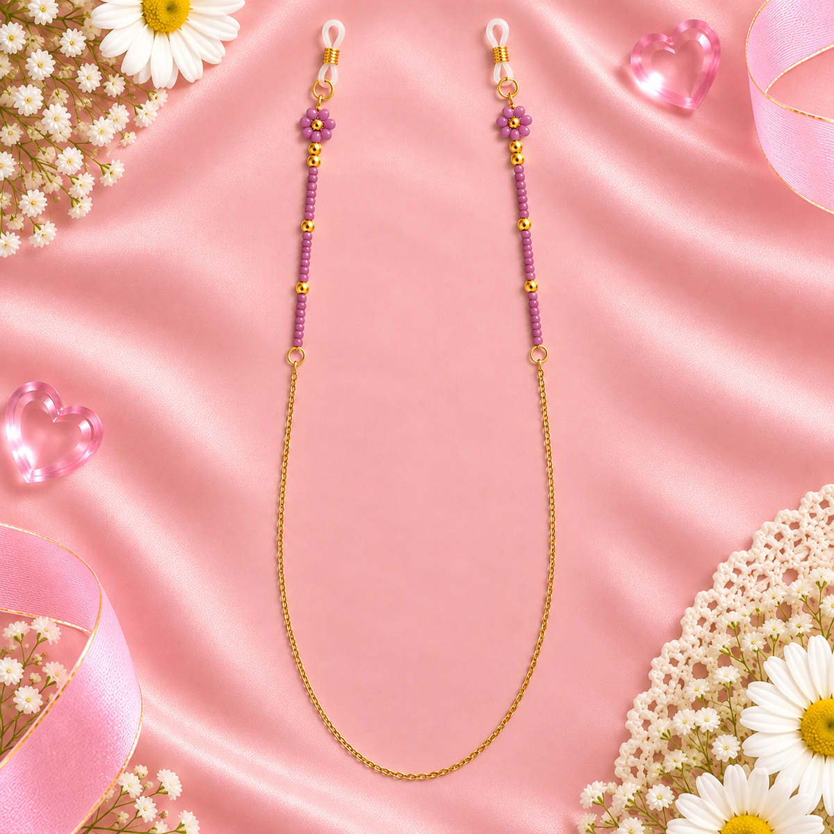 Daisy Era – Purple Beaded Daisy Sunglass Chain