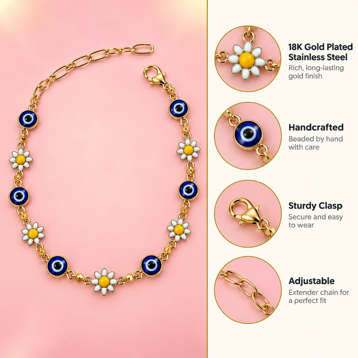 Daisy Nazar – Daisy & Evil Eye Charm Bracelet