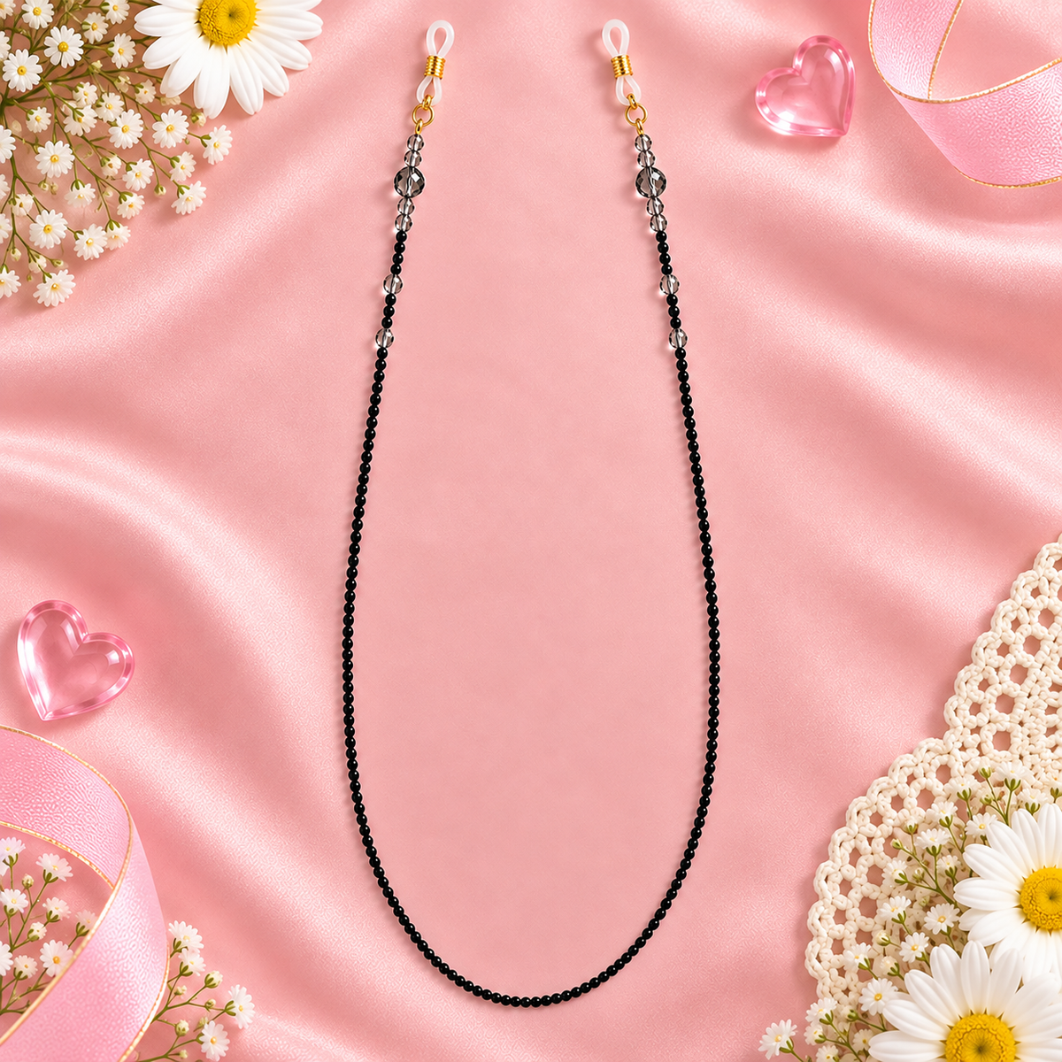 Dark Mode – Black Beaded Sunglass Chain