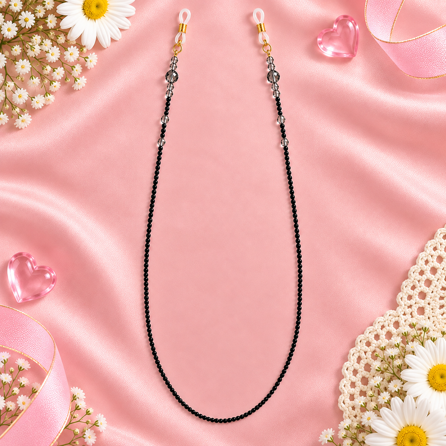 Dark Mode – Black Beaded Sunglass Chain