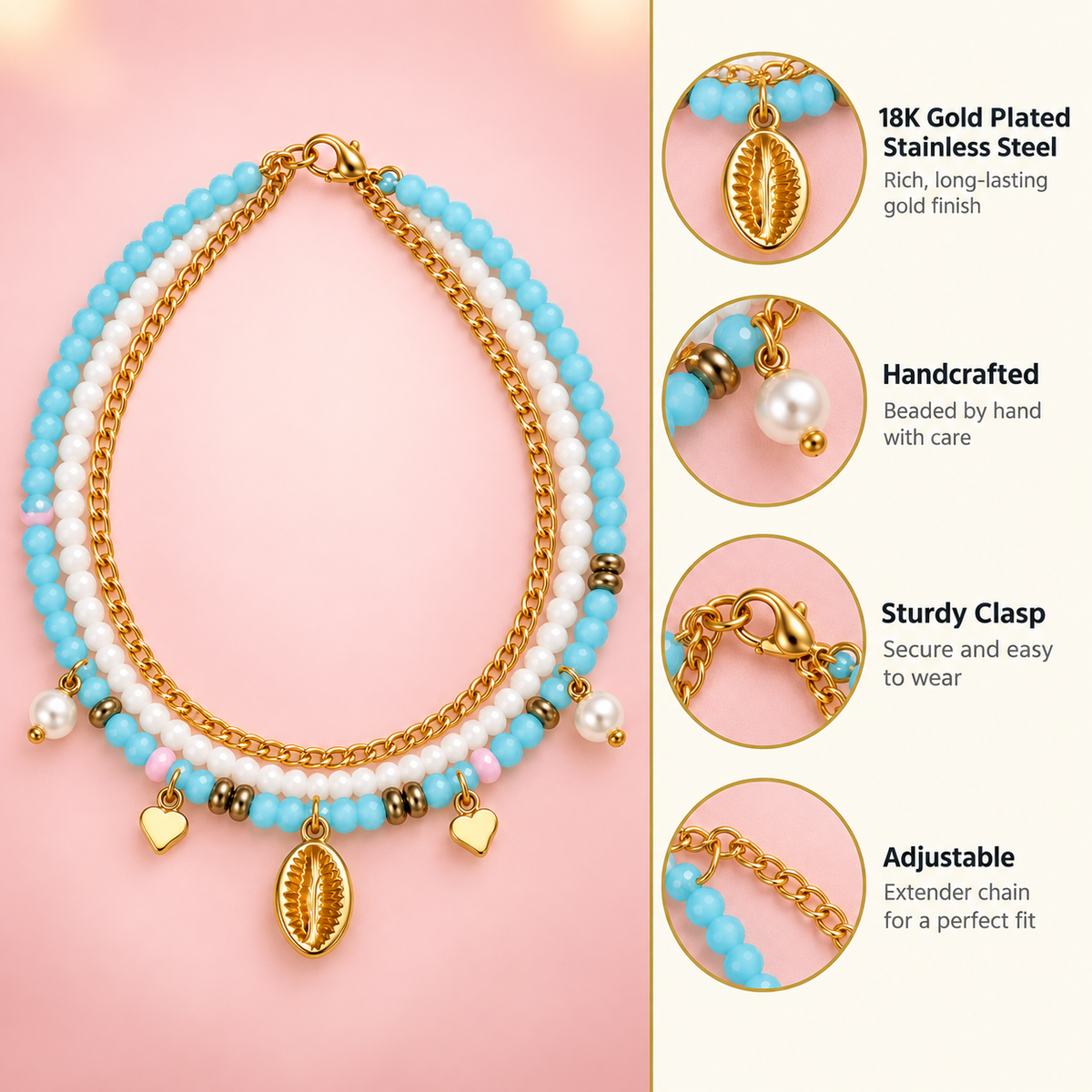 Shore Thing – Beach Bracelet Stack (Set of 3)