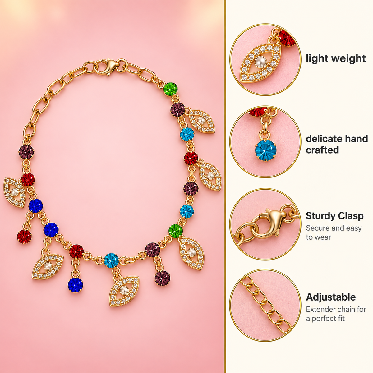 Nazar Squad – Multicolour Evil Eye Charm Bracelet