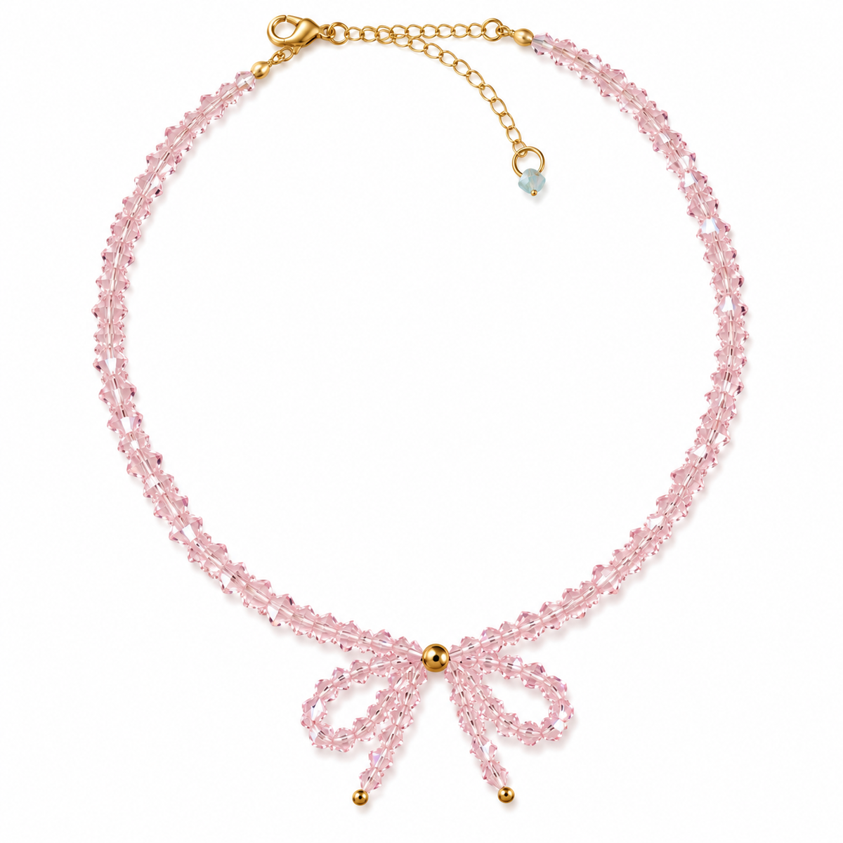 Bow Down – Pink Crystal Coquette Bow Necklace