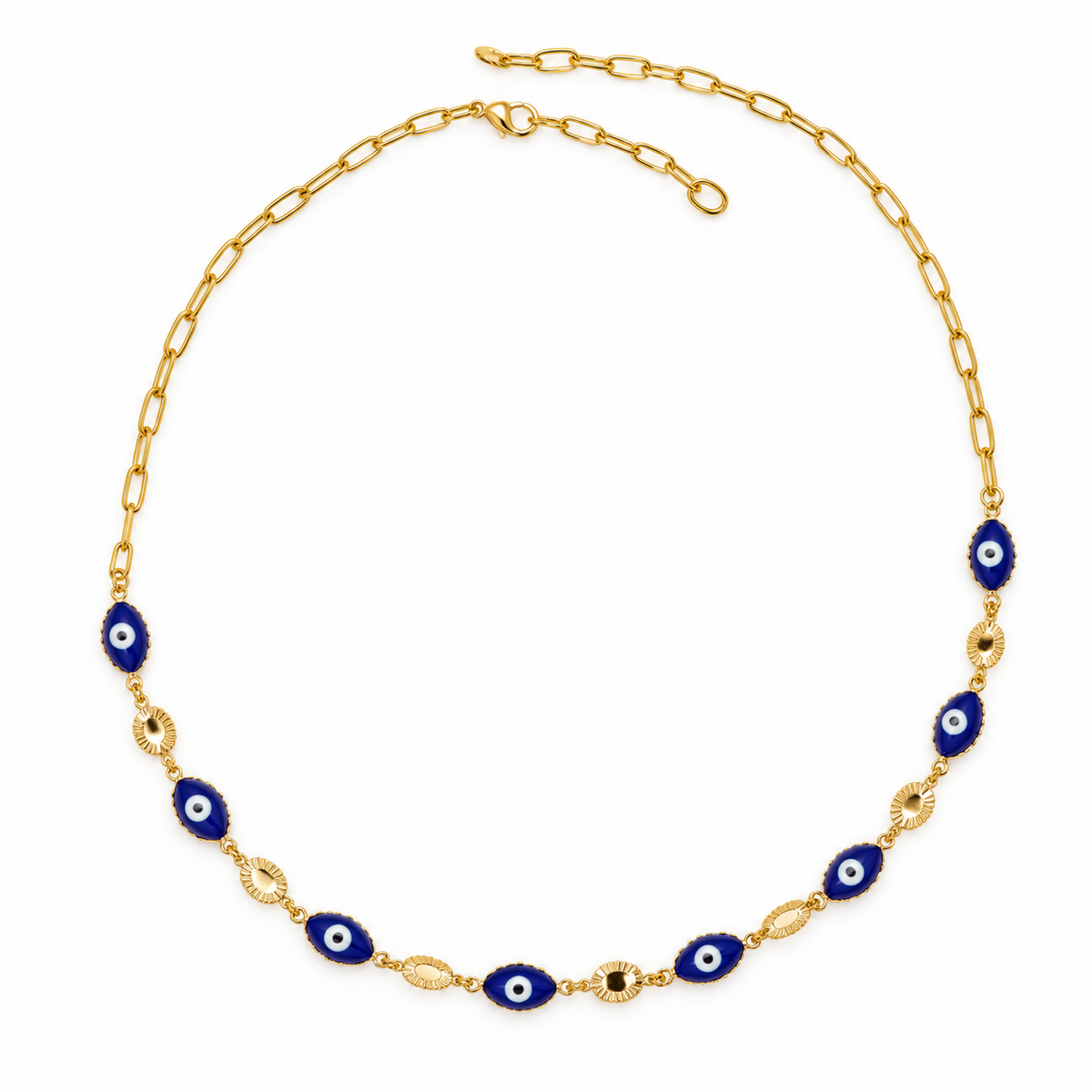 Side Eye – Navy Evil Eye Gold Necklace