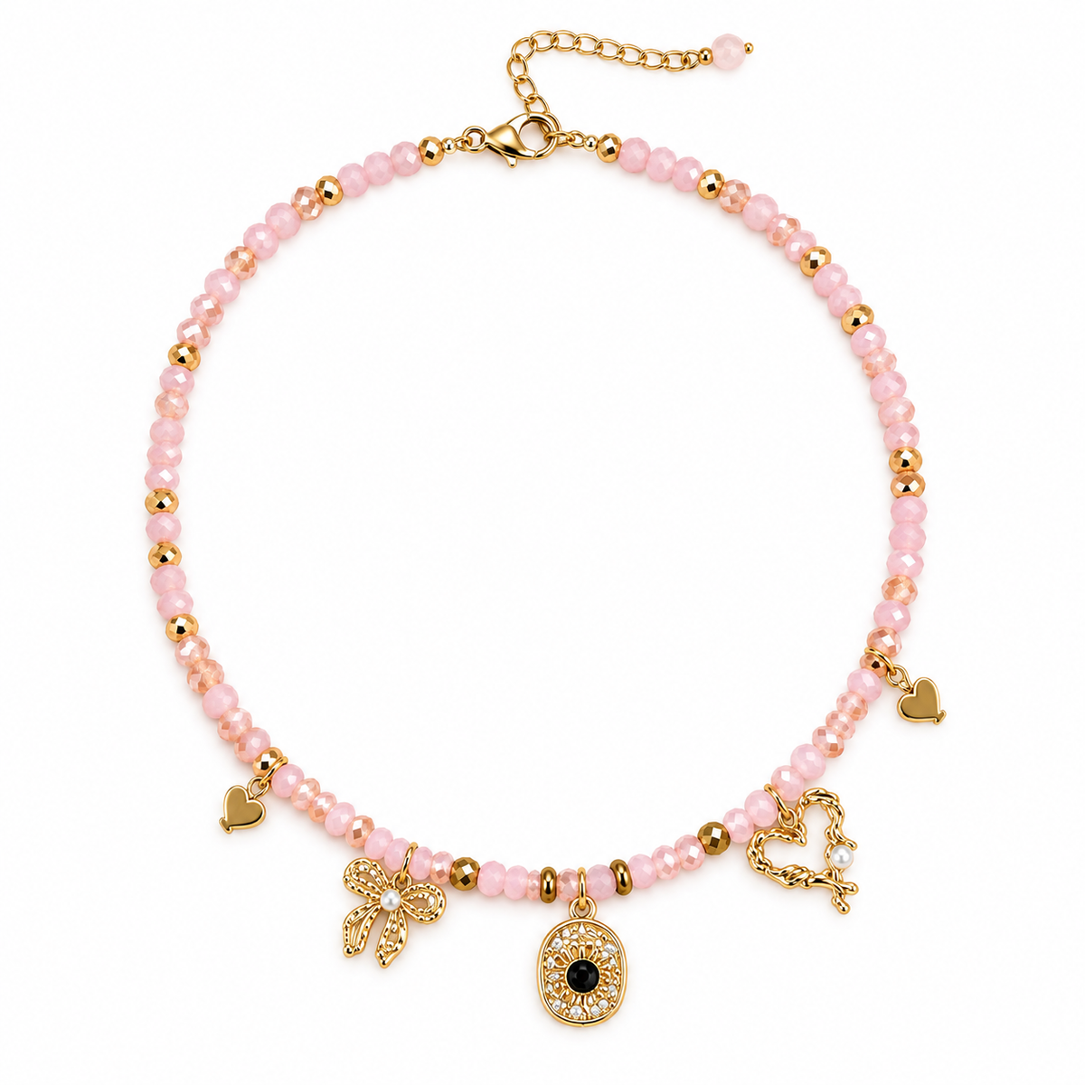 Soft Launch – Pink Beaded Love Charm Necklace