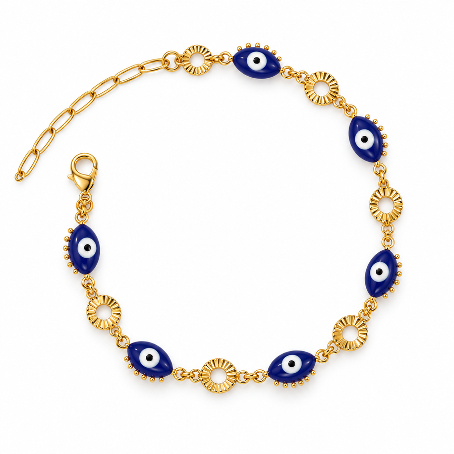 Side Eye – Navy Evil Eye Gold Bracelet