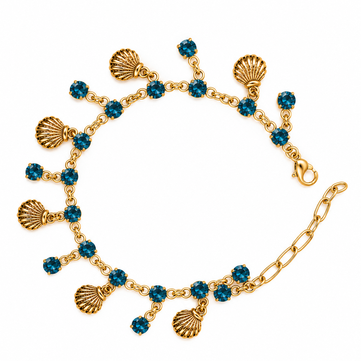 Ocean Girl Era – Blue Crystal Seashell Charm Bracelet