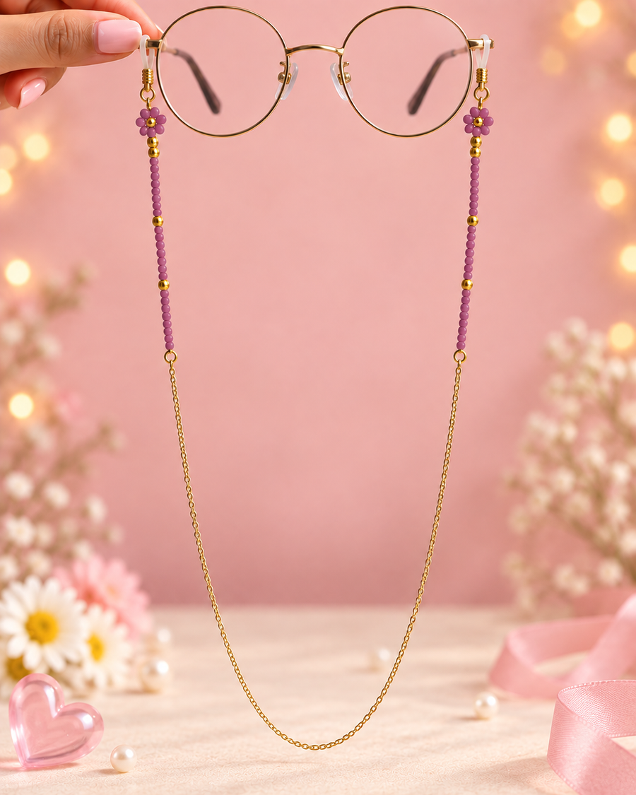 Daisy Era – Purple Beaded Daisy Sunglass Chain