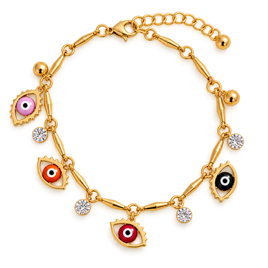 Rainbow Nazar – Multicolour Crystal Evil Eye Bracelet