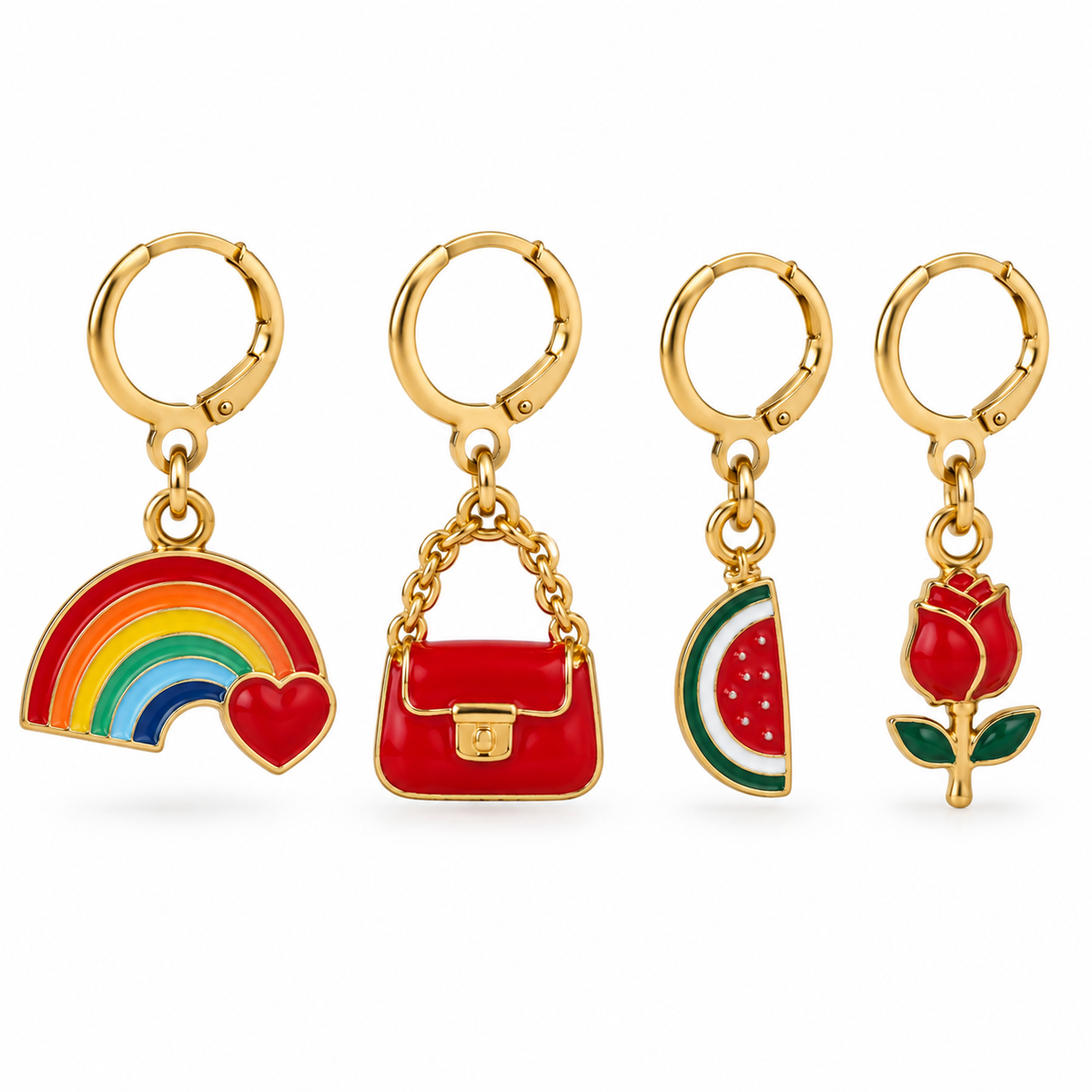 It Girl – Rainbow, Rose & Watermelon Shoe Charm Set of 4