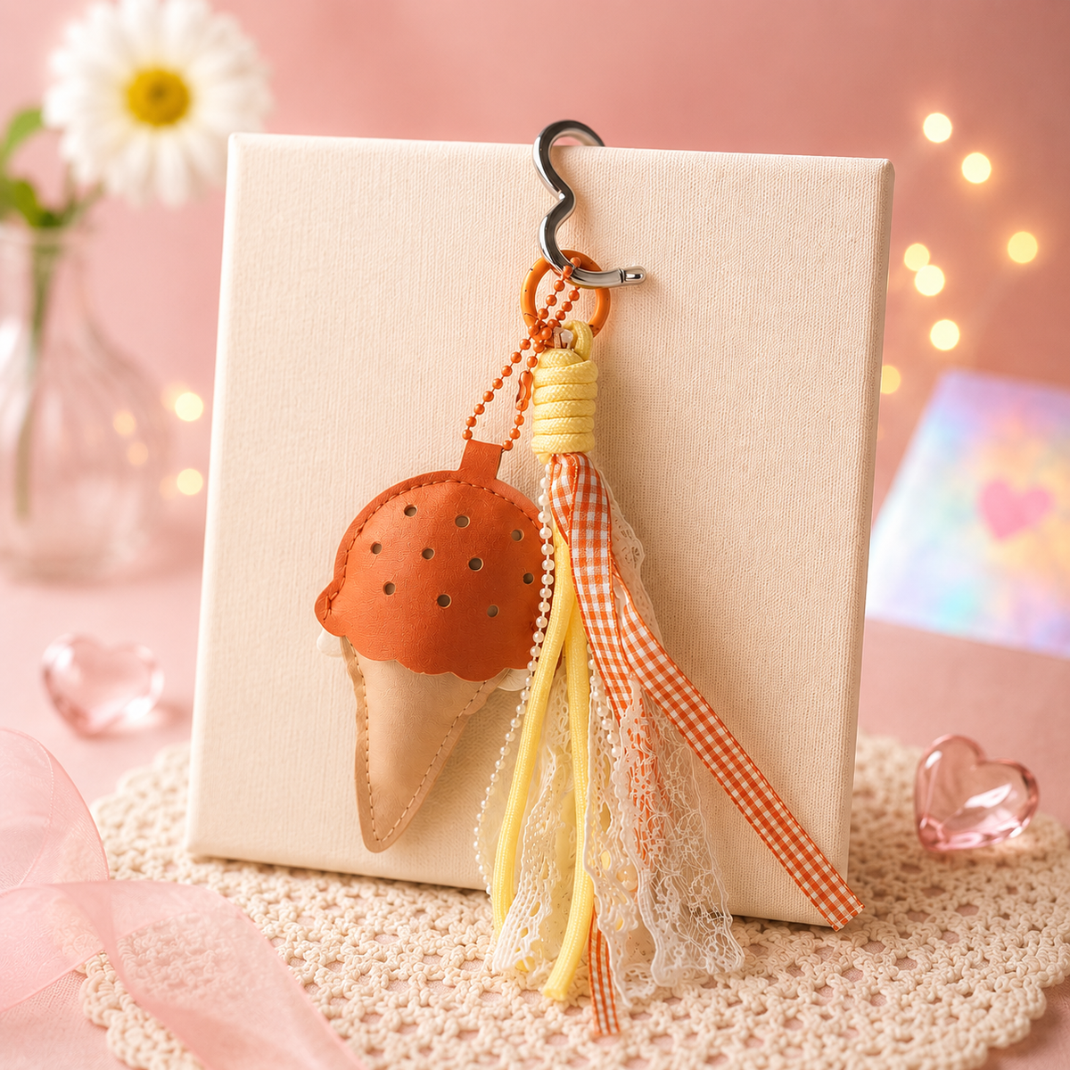 Cutesto orange ice cream bag charm – cute multi-layered kawaii charm