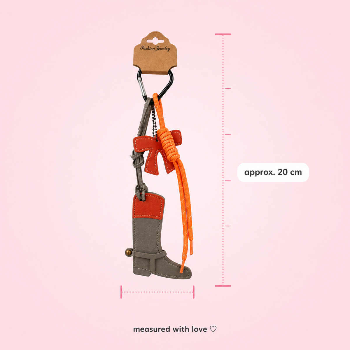 Orange Luxe Boot Bag Charm – Handcrafted Leather Boot & Bow Keychain Charm