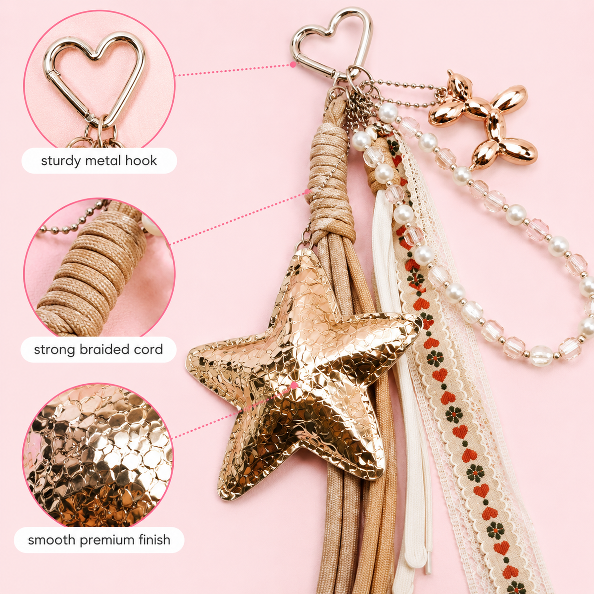 Detachable gold star bag charm for handbags and totes – photo 4