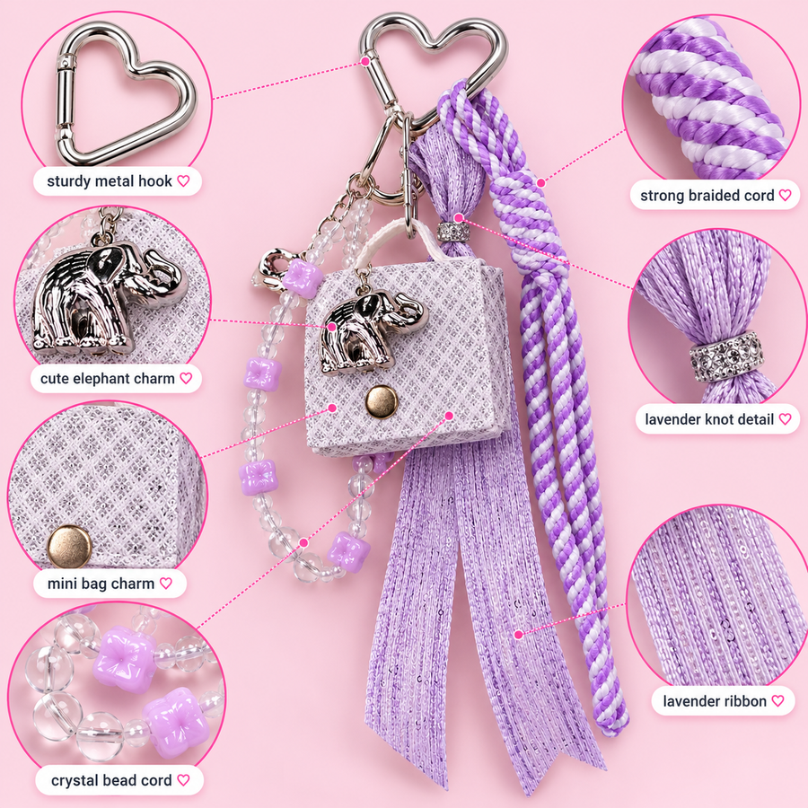 Detachable lavender keychain charm for handbags and backpacks – photo 4