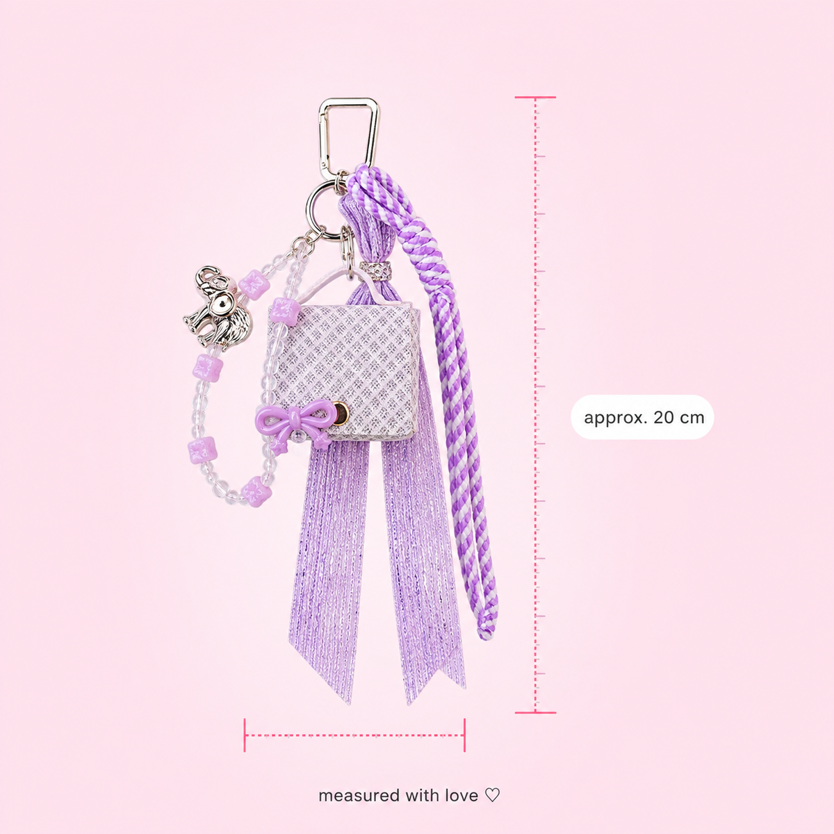 Pastel elephant purse charm by Cutesto – kawaii bag accessory – photo 5