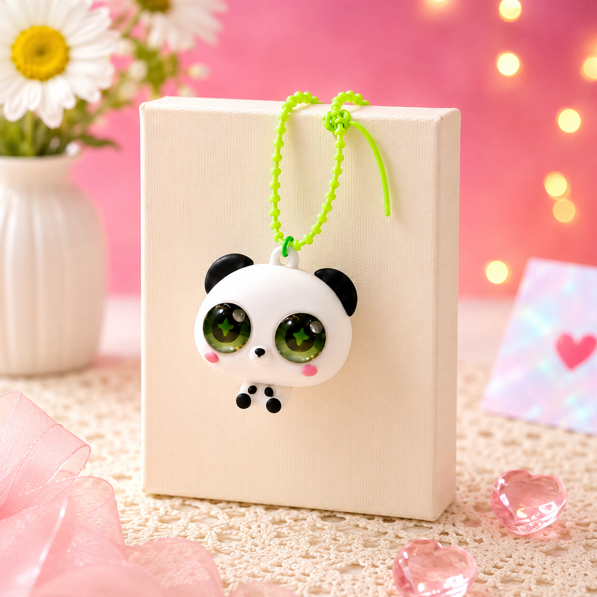 White Panda Pop-Up Eyes Squeeze Fidget Toy – Cute Silicone Sensory Keychain
