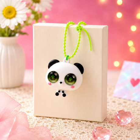 White Panda Pop-Up Eyes Squeeze Fidget Toy – Cute Silicone Sensory Keychain