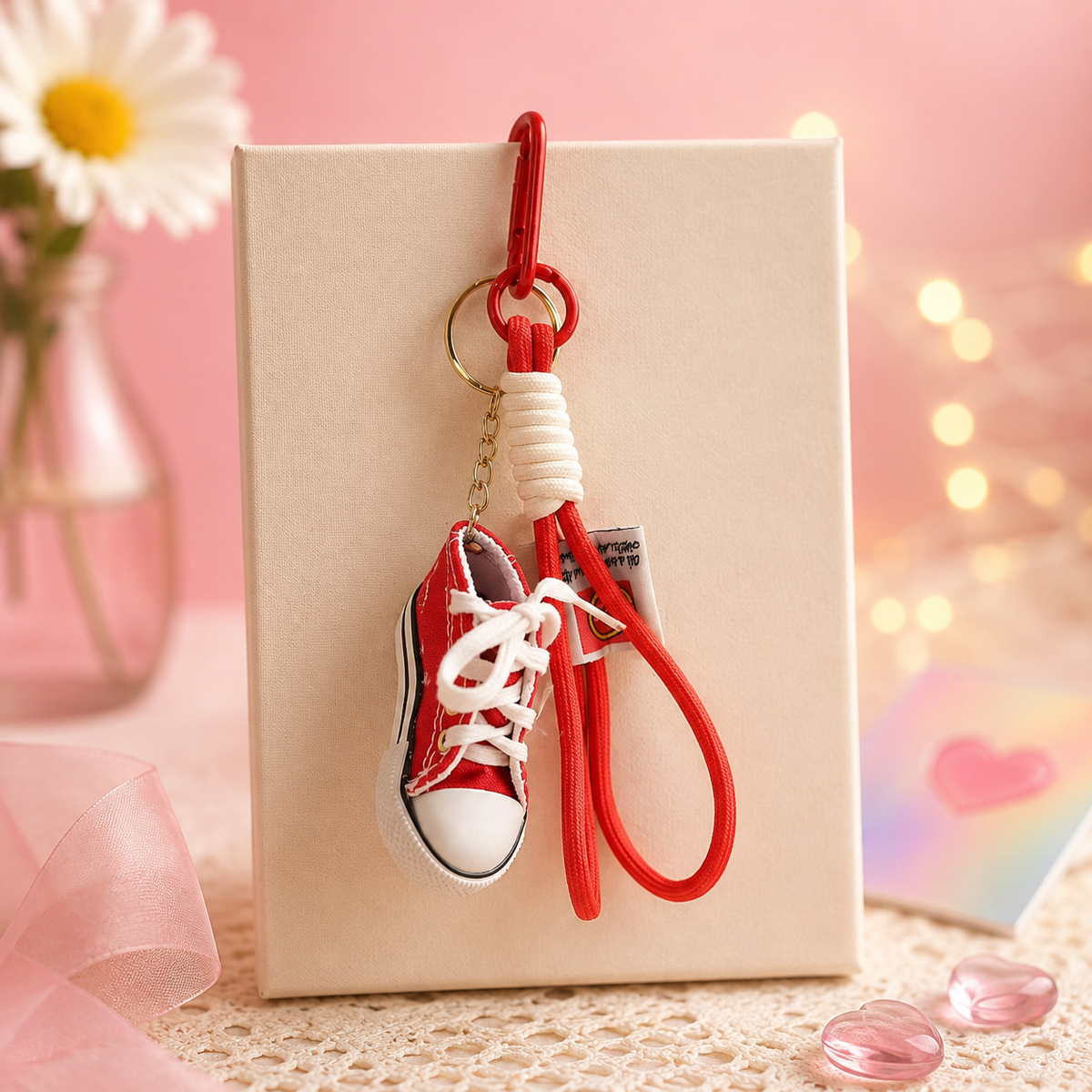 Red Sneaker Keychain Charm – Mini Shoe Bag Charm for Sneaker Lovers