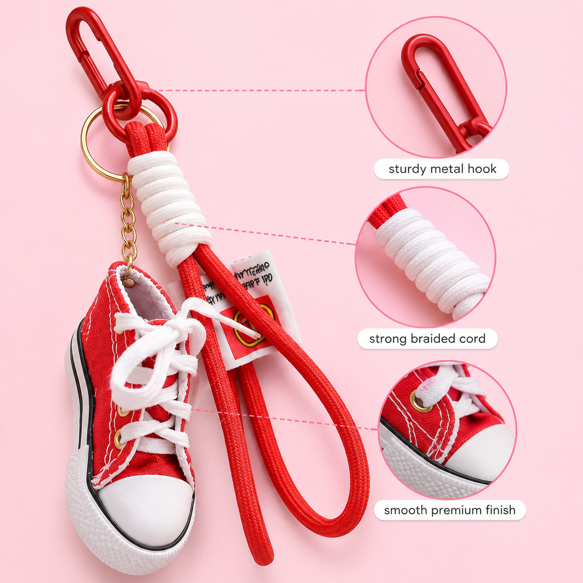 Red Sneaker Keychain Charm – Mini Shoe Bag Charm for Sneaker Lovers