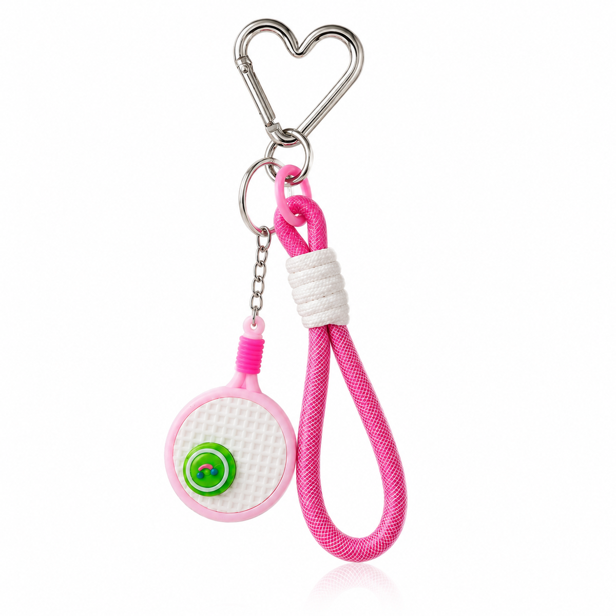 Mini pink badminton racket charm with matching cord – photo 2