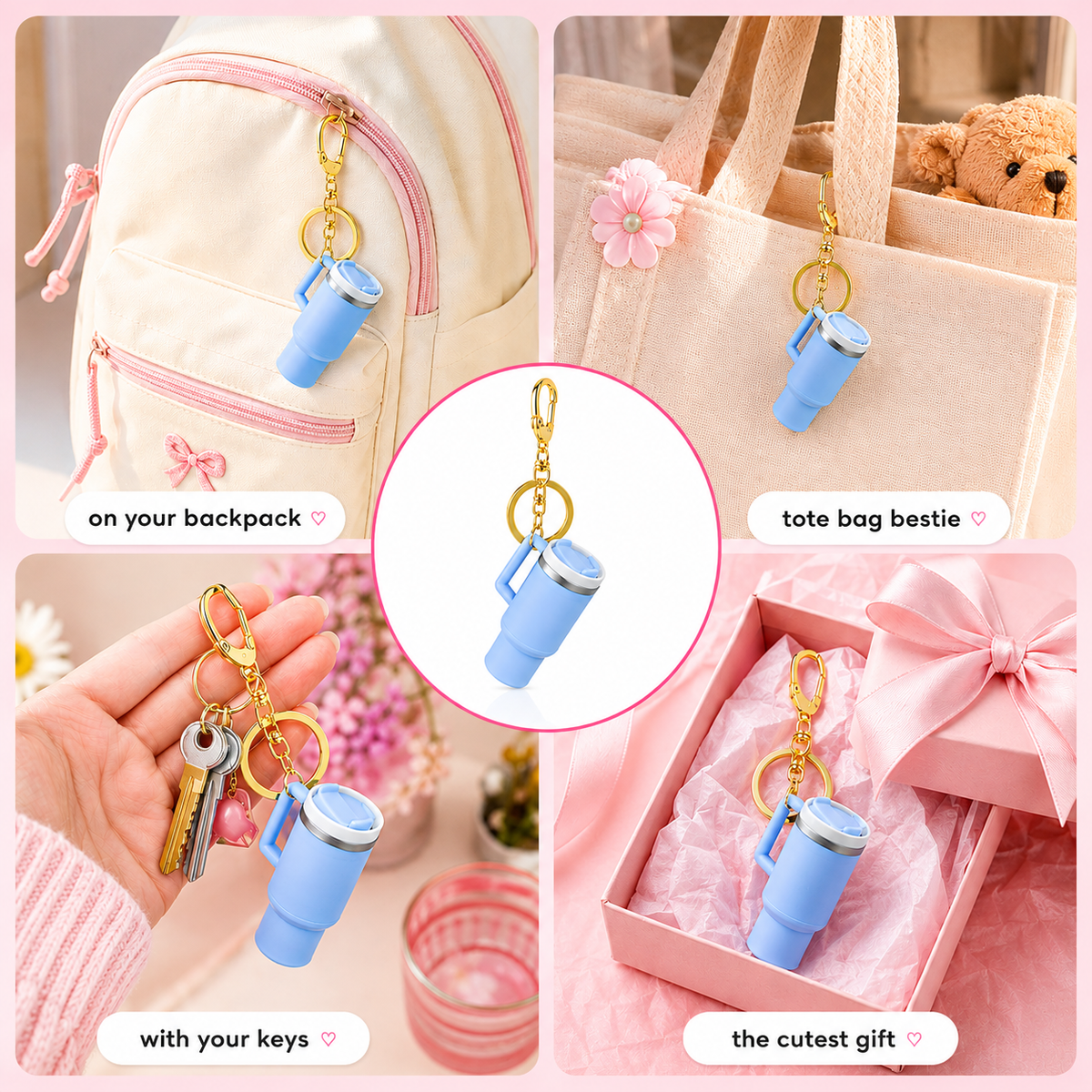 Mini Tumbler Key Charm – Cute Water Bottle Keychain & Bag Charm