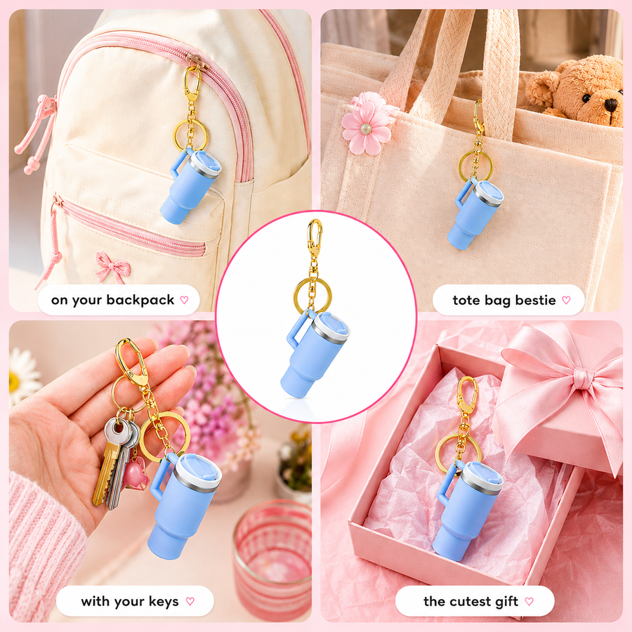 Mini Tumbler Key Charm – Cute Water Bottle Keychain & Bag Charm