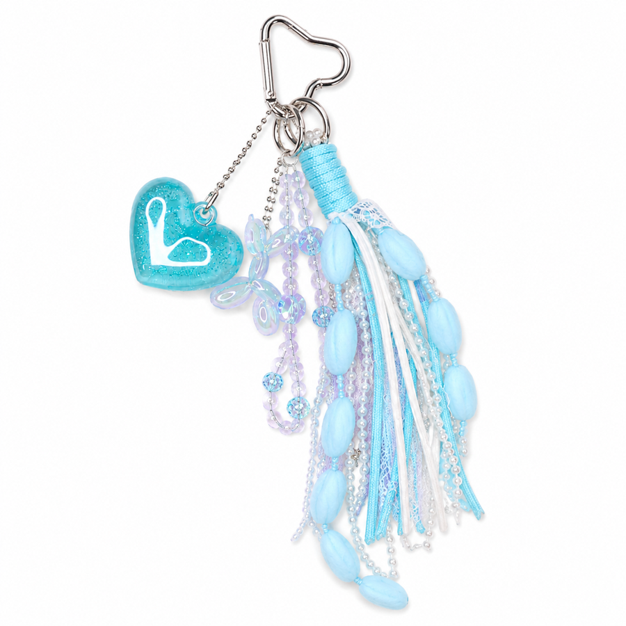 Crystal heart and crystal dog charm with pearl-detailed cord – photo 2
