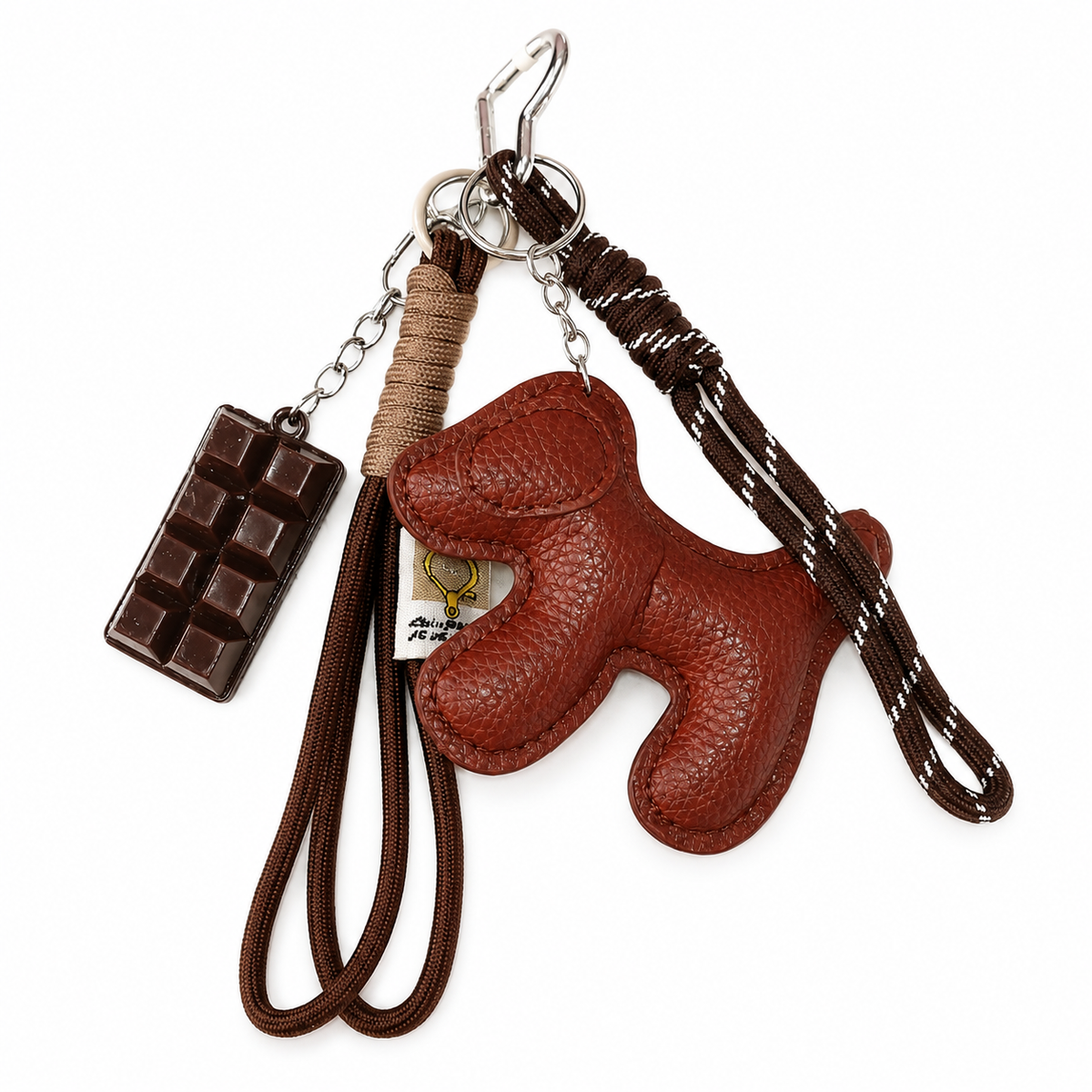 Leather dog-shaped charm with cute chocolate charm – photo 2