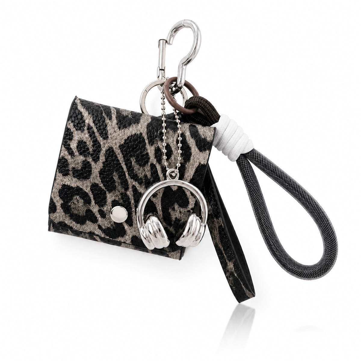 Compact leopard print coin pouch with stylish cords – photo 2