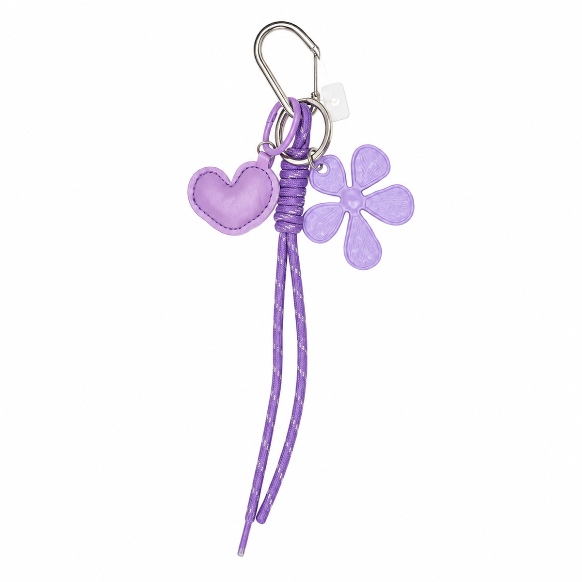 Lavender metal flower charm with plush leather heart – photo 2