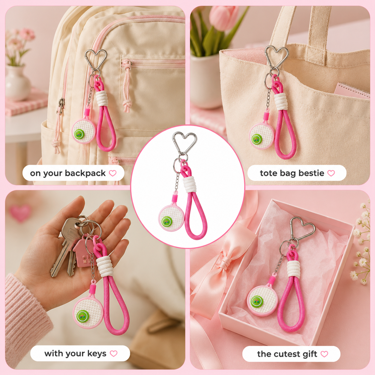 Sporty badminton keychain charm for kit bags and totes – photo 3