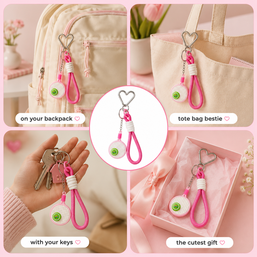 Sporty badminton keychain charm for kit bags and totes – photo 3