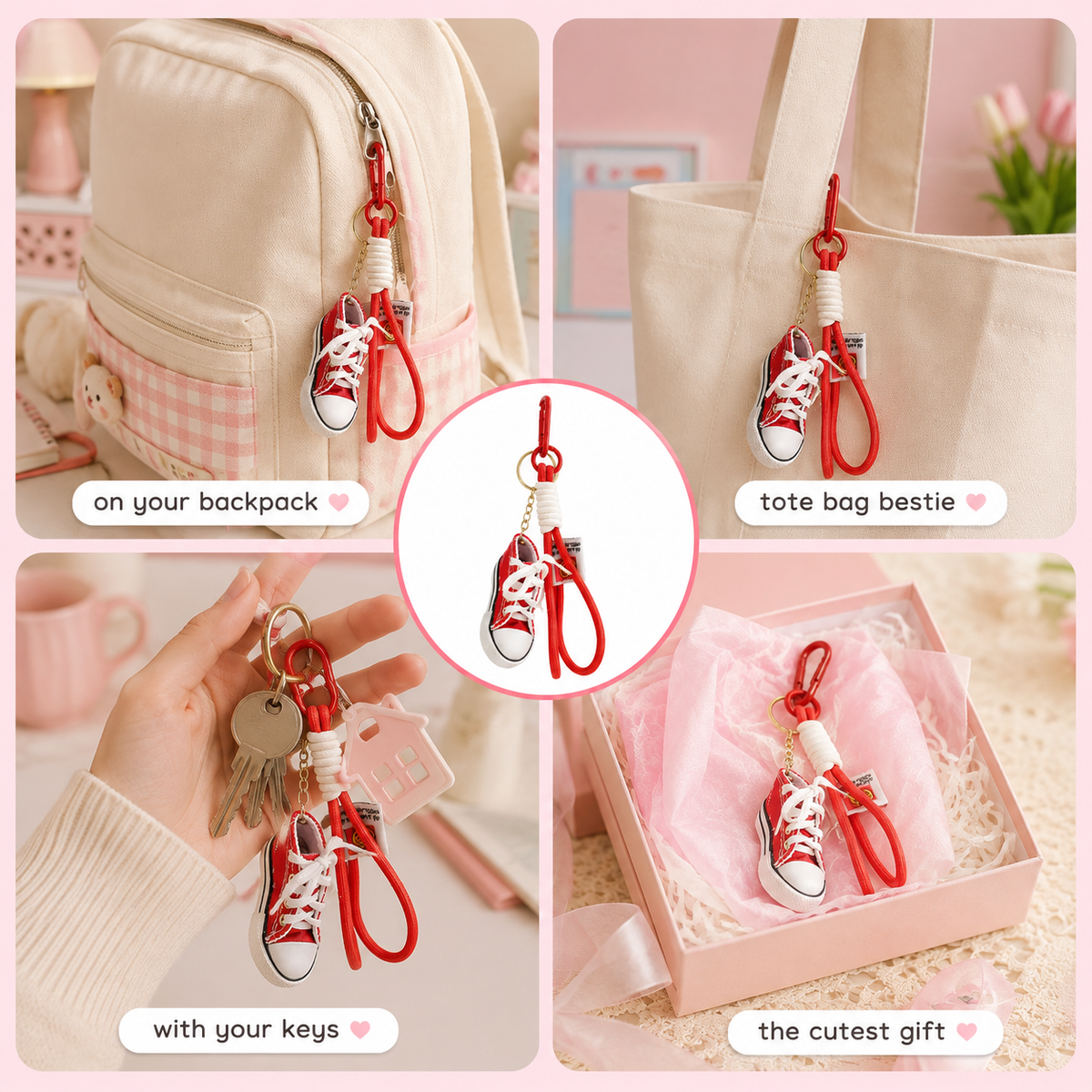 Red Sneaker Keychain Charm – Mini Shoe Bag Charm for Sneaker Lovers