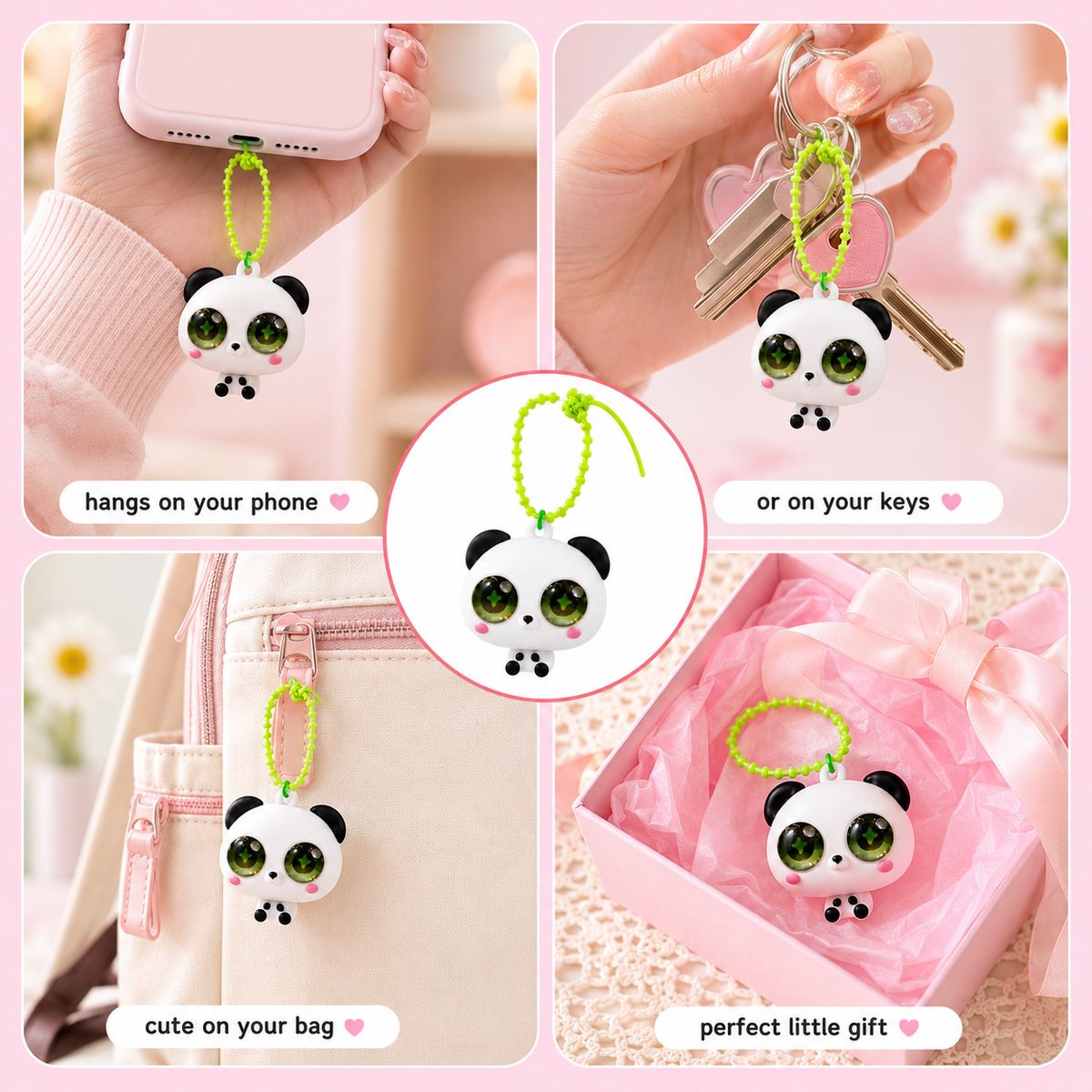 White Panda Pop-Up Eyes Squeeze Fidget Toy – Cute Silicone Sensory Keychain