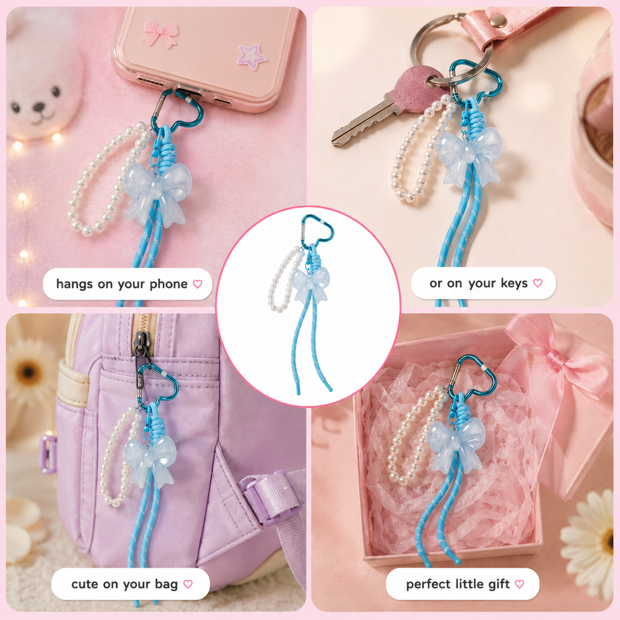 Elegant phone charm strap with matching teal cord – photo 3