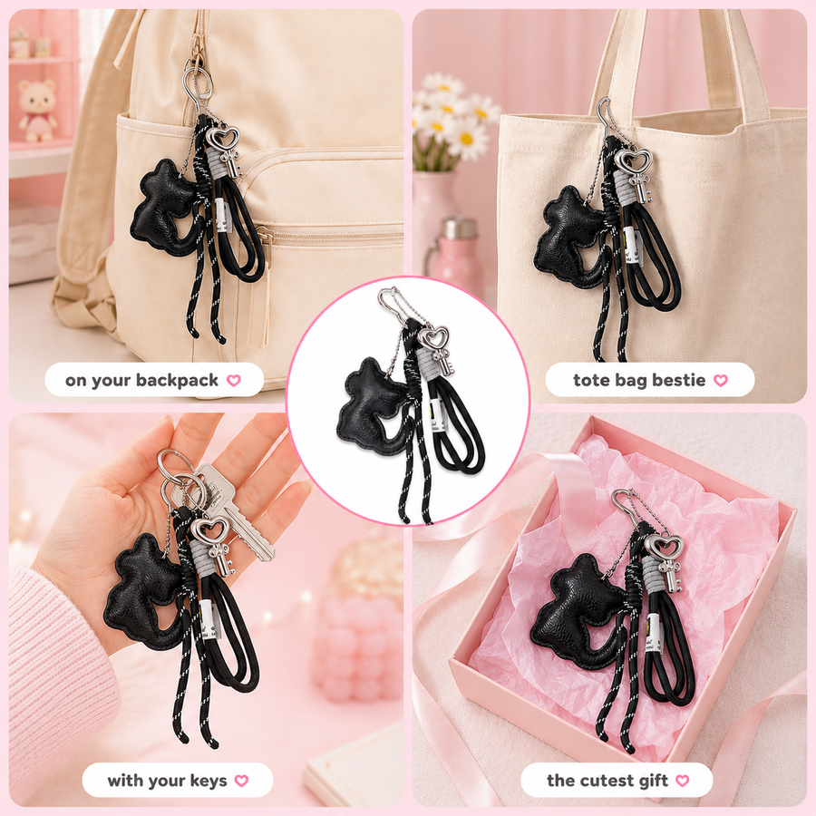 Detachable black cat bag charm for handbags, backpacks and keys – photo 3